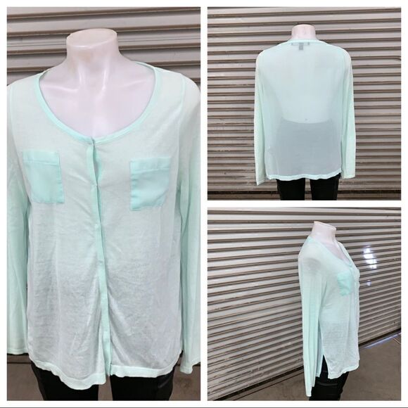 Fever Tops - 🛍️Fever sheer green long sleeve button up top